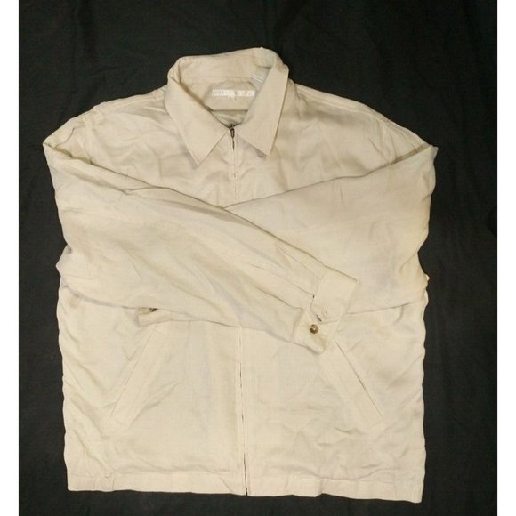 Perry Ellis Mens Vintage Silk Golf Jacket Style MH9310 Large Beige - Picture 2 of 6